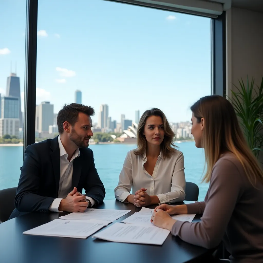 Australian couple meeting with a mortgage broker